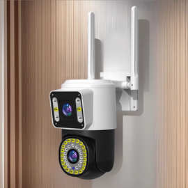 双目双画面摄像头360度全景监控器无线wifi监控红外夜视双镜头