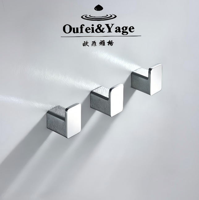 Solid Brass Integrated Clothes Hook, Chrome-Plated Towel Hook, Wall-Mounted Clothes and Hat Hook for Bathroom, Restroom, Hotel