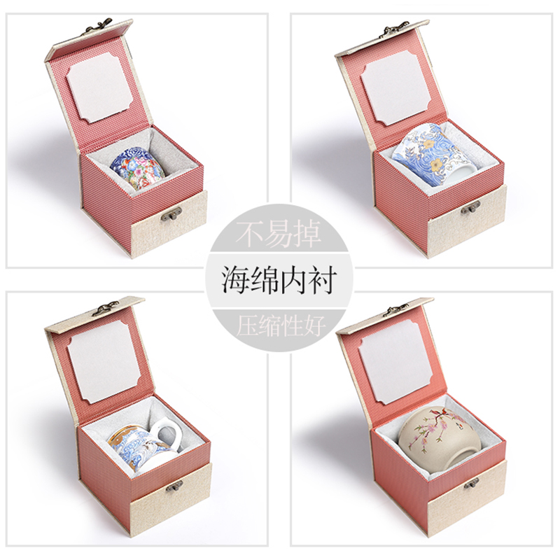 Caja de arena púrpura, caja de tazas, caja de brocado, caja de embalaje, caja de jade antigua, caja de regalo, colección de lino personalizada, caja de brocado