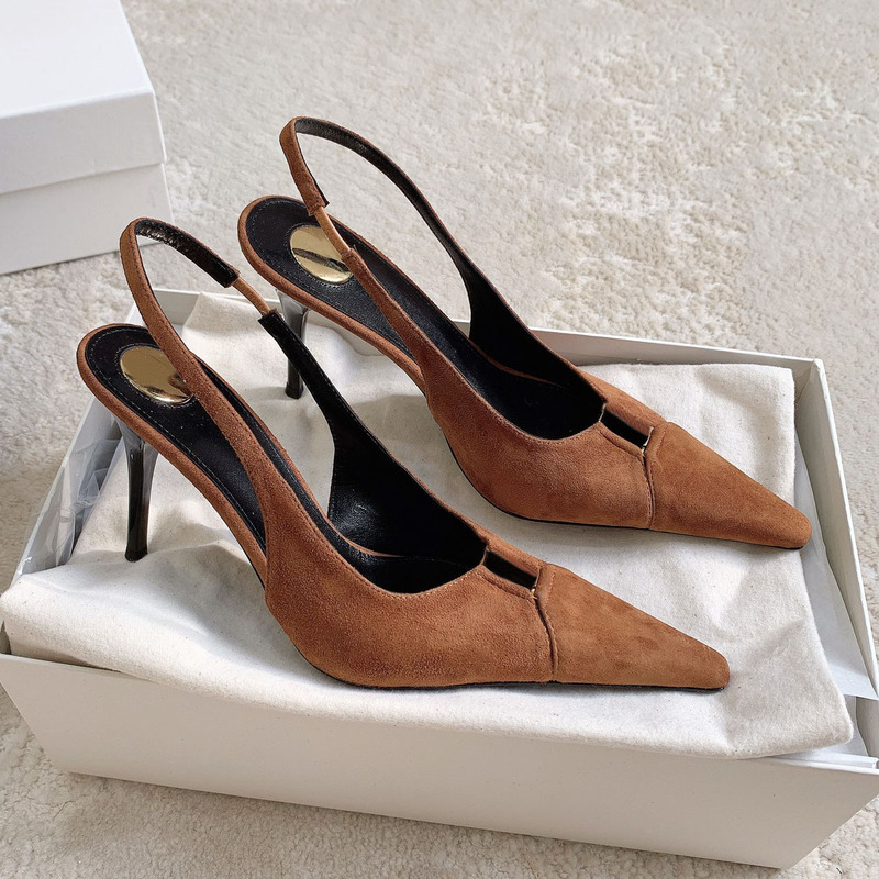 Yang Shulin's Same Style Foreign Trade Women's Pointed-Toe Shallow Sexy High-Heeled Shoes with Back Strap, Fashionable Single Shoes, Sandals, Heels