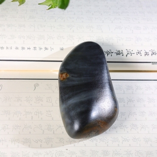 Hotan Blue and white seed raw stone handle ornaments blue and white color rich size 111-62-33mm weight 327 grams