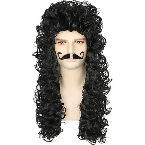 Cross-Border Supply Halloween Props, Party Costumes, Black Wigs, Beards, Stage Performances, European and American Men's Wigs Wholesale