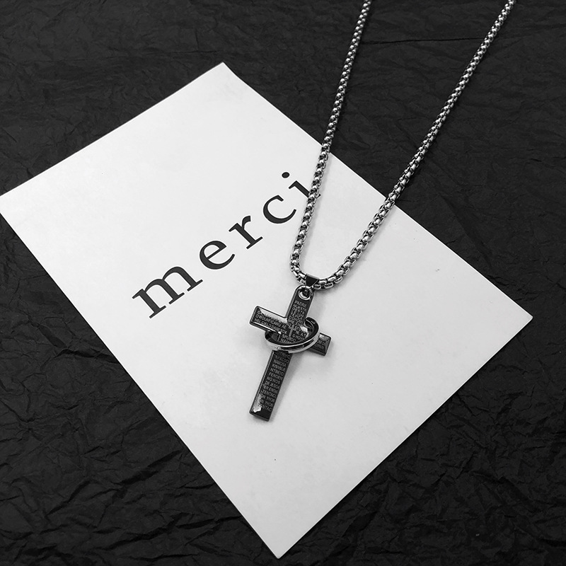 Alloy, Titanium Steel Chain Material 1 Piece Quantity Hip-hop Cross Titanium Steel Patchwork Pendant Necklace