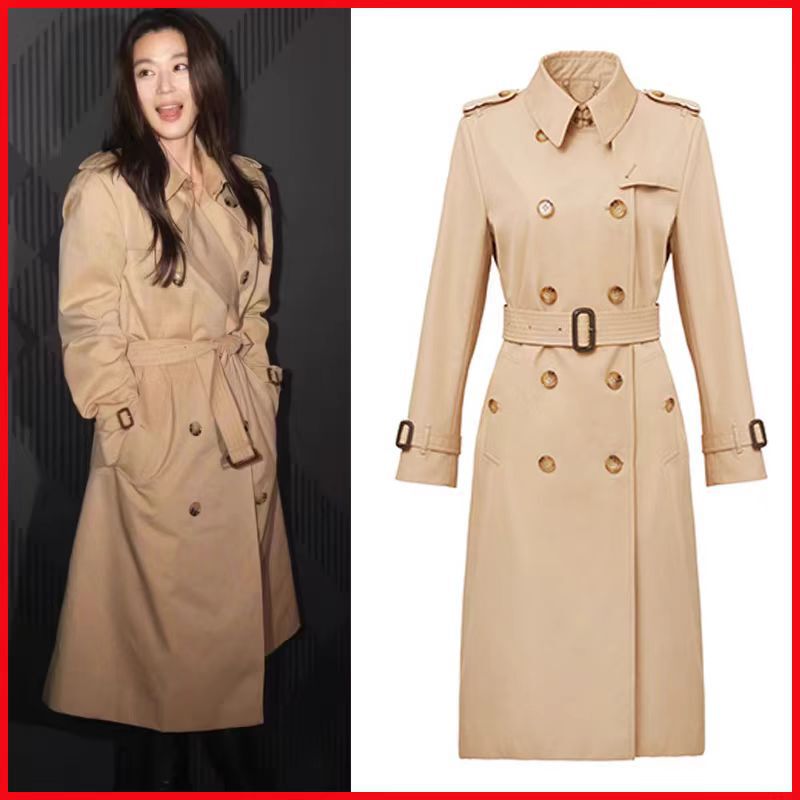 Bajia Classic All-Intelligent Style 2026 Autumn New Women's Long Trench Coat in British Style Khaki Color