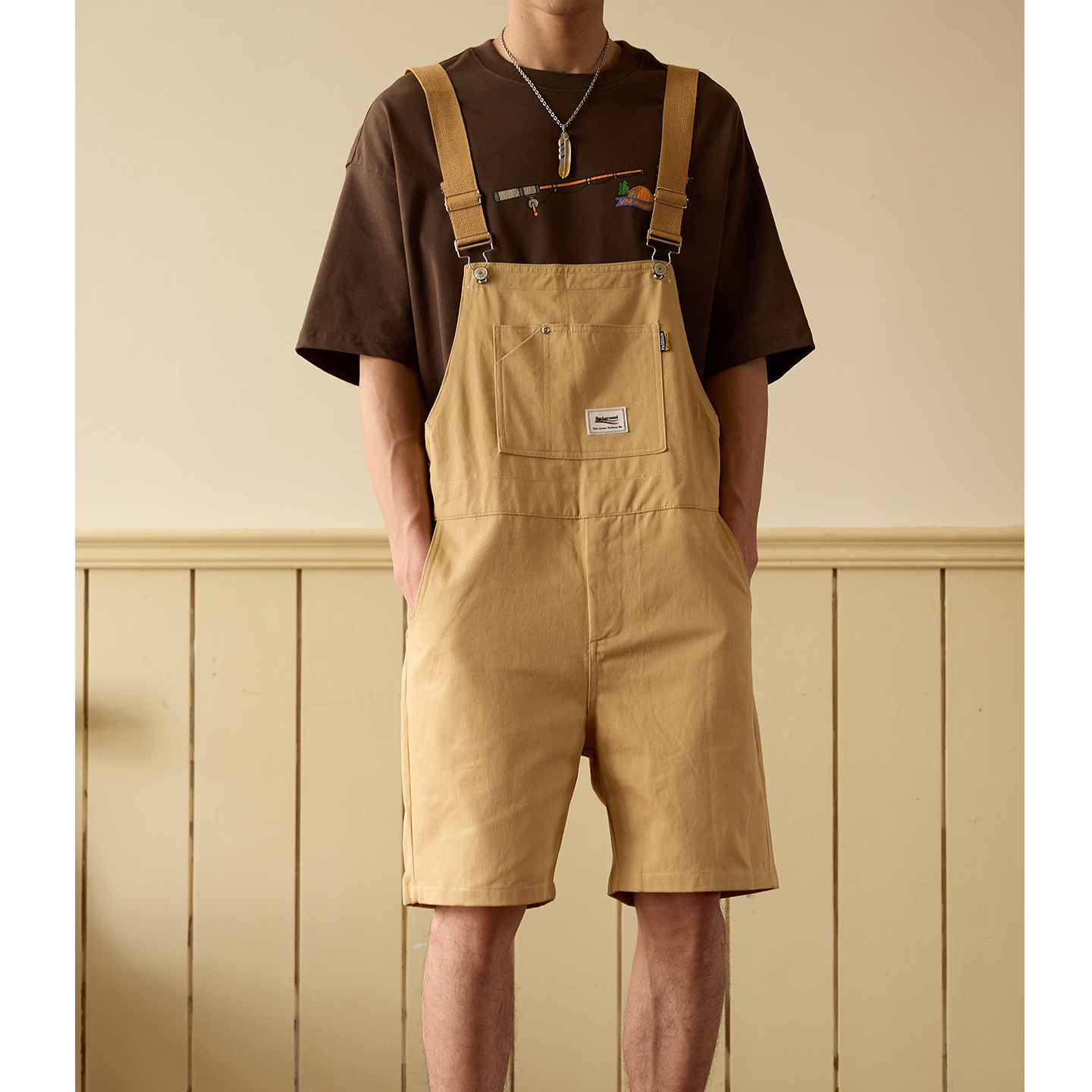 Ameca Retro Workwear Casual Shorts for Young Men and Women, Age-Reducing Straight Suspender Pants, Men's Overalls