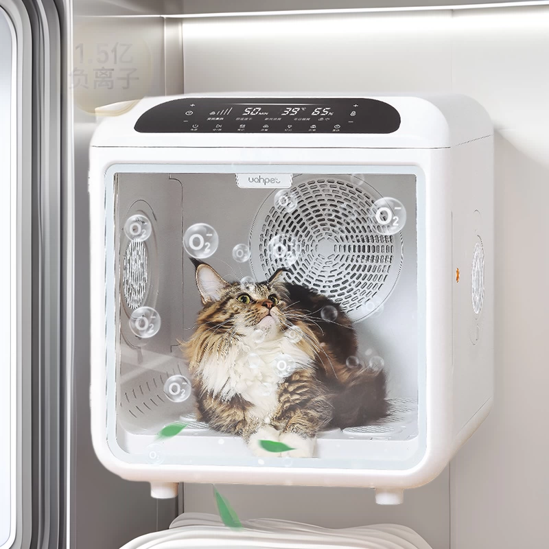 Уах — это умная сушильная камера для животных с функцией ионизации, предназначенная для зоомагазинов и домашнего использования, а также малошумная сушилка для шерсти собак.