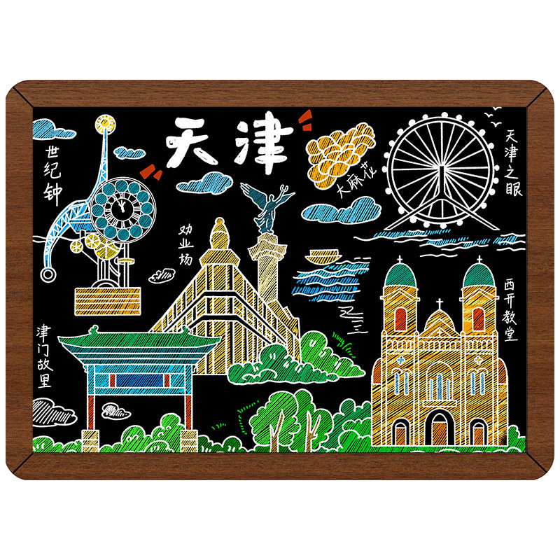 【天津系列】城市旅游景点木质滴胶国潮文创打卡纪念品冰箱贴批发|undefined