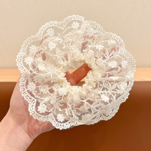 1# Little Flower Lace Milk White Hair Circle-15CM