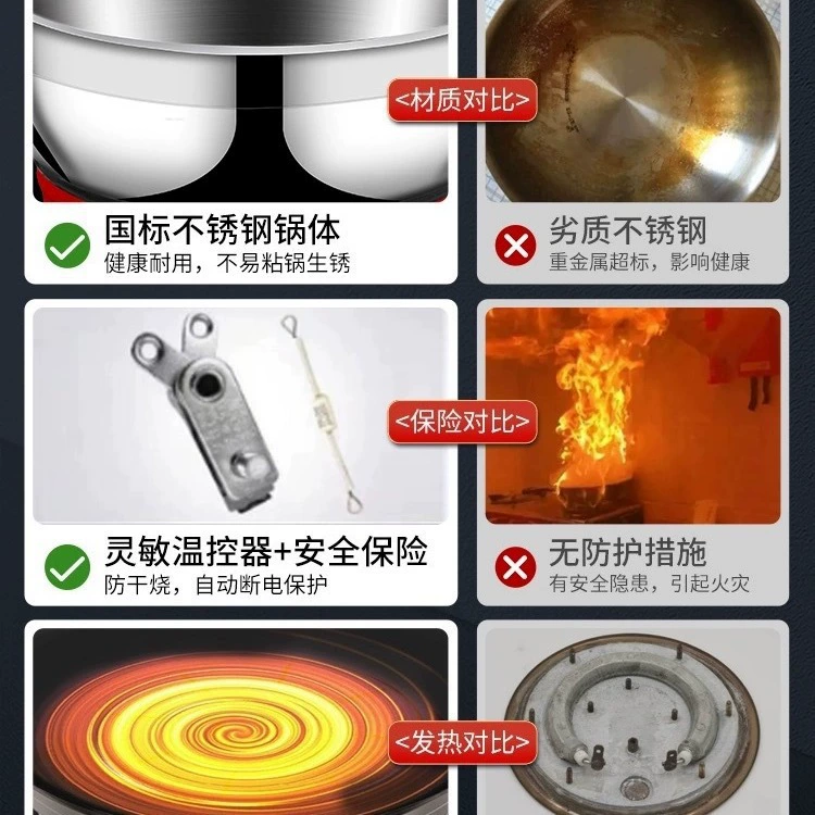 Электрический многофункциональный вок Yangzi для дома, жарочная плита-кухонный комбайн, крупоемкий электрический котел из нержавеющей стали для тушения