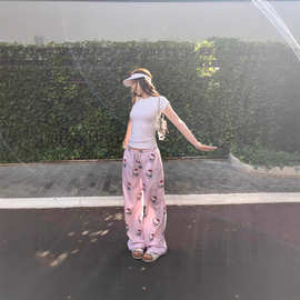 可爱卡通HelloKitty睡裤女夏季新款可外穿遛弯裤大码家居休闲长裤