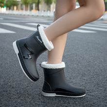 新款跨境日系女时尚雨鞋女中筒网红雨靴韩版保暖防滑外穿水鞋胶鞋