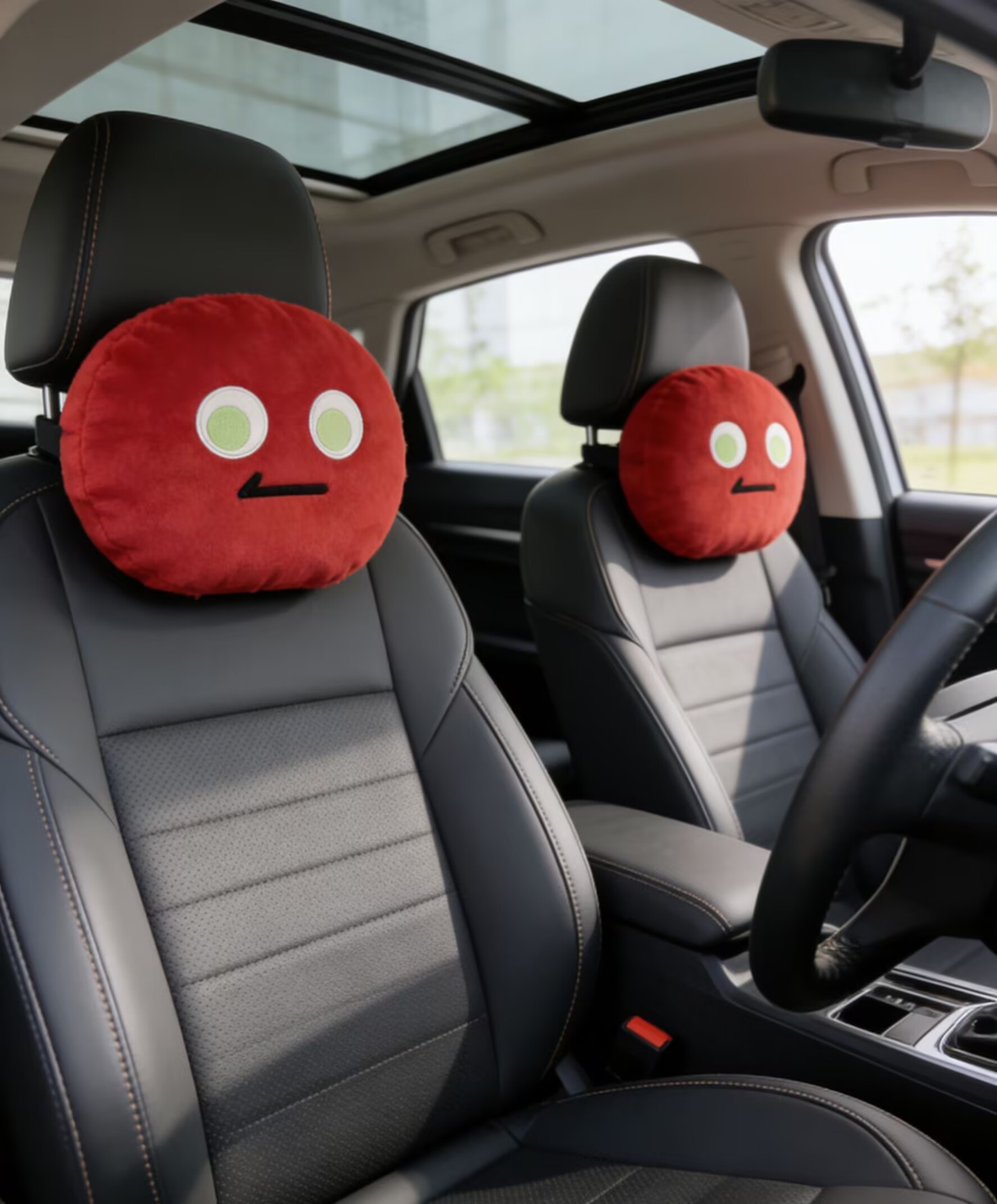 Car Headrest Neck Pillow with Cute Smiley Face Design, Car Cushion for Long Trips, Car Seat Backrest Pillow