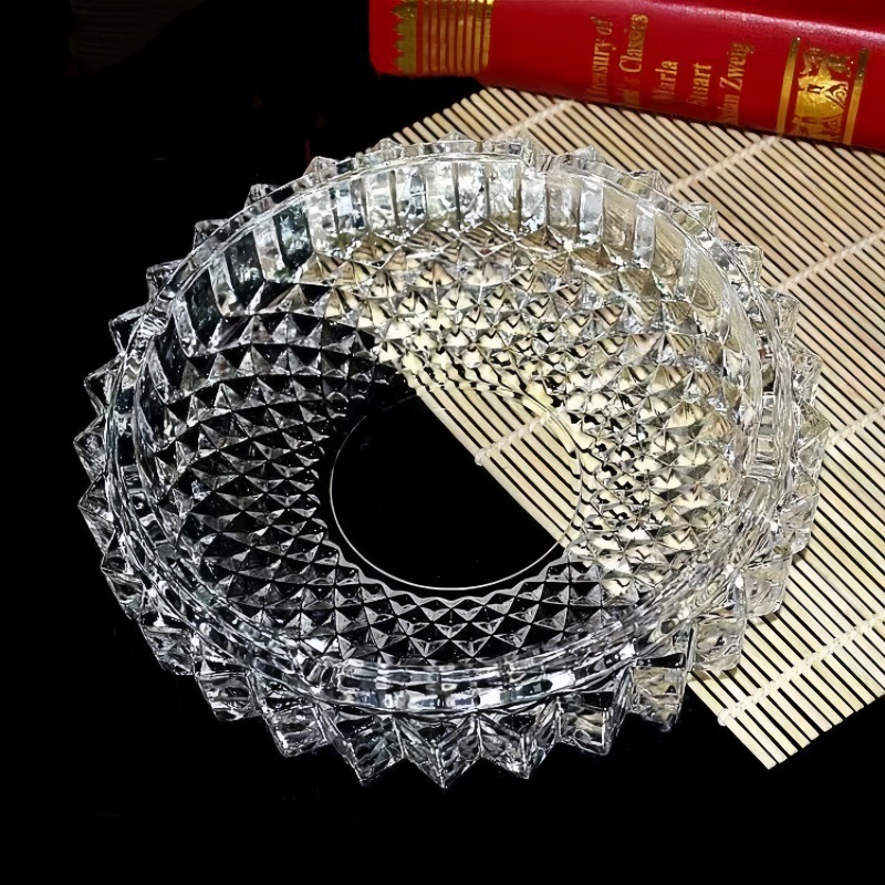 YG1008 둥근 새의 둥지 유리 재떨이 공장 도매 망상 투명 크리스탈 재떨이 사무실 재떨이
