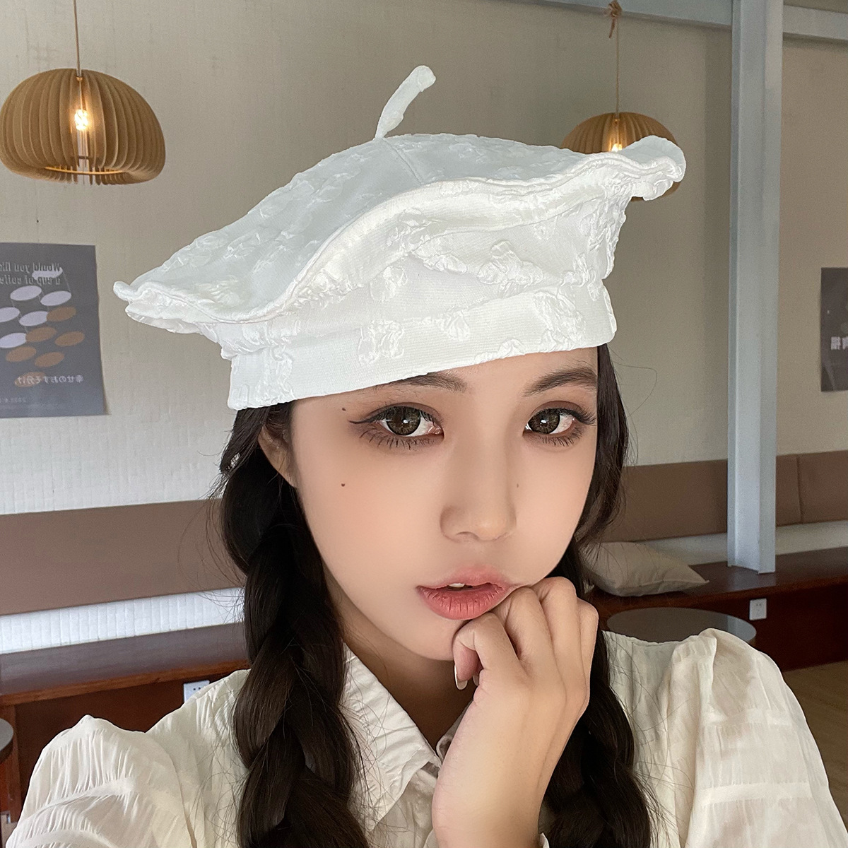 Koreanische Version Des Hutes, All-match-mode, Blumen Tuch, Wolken Hut, Frauen, Japanisches Gesicht, Kleine Baskenmütze, Lässiger Trend, Maler Hut display picture 1