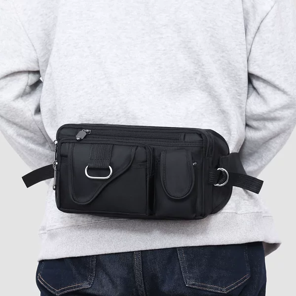 Oxford Cloth Water-Repellent Waist Bag for Men, Outdoor Sports Large-Capacity Multi-Functional Shoulder Crossbody Bag, Versatile Chest Bag