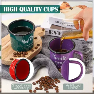 欧式加厚搪瓷水杯珐琅彩色搪瓷杯小众活力简约搪瓷杯可印LOGO