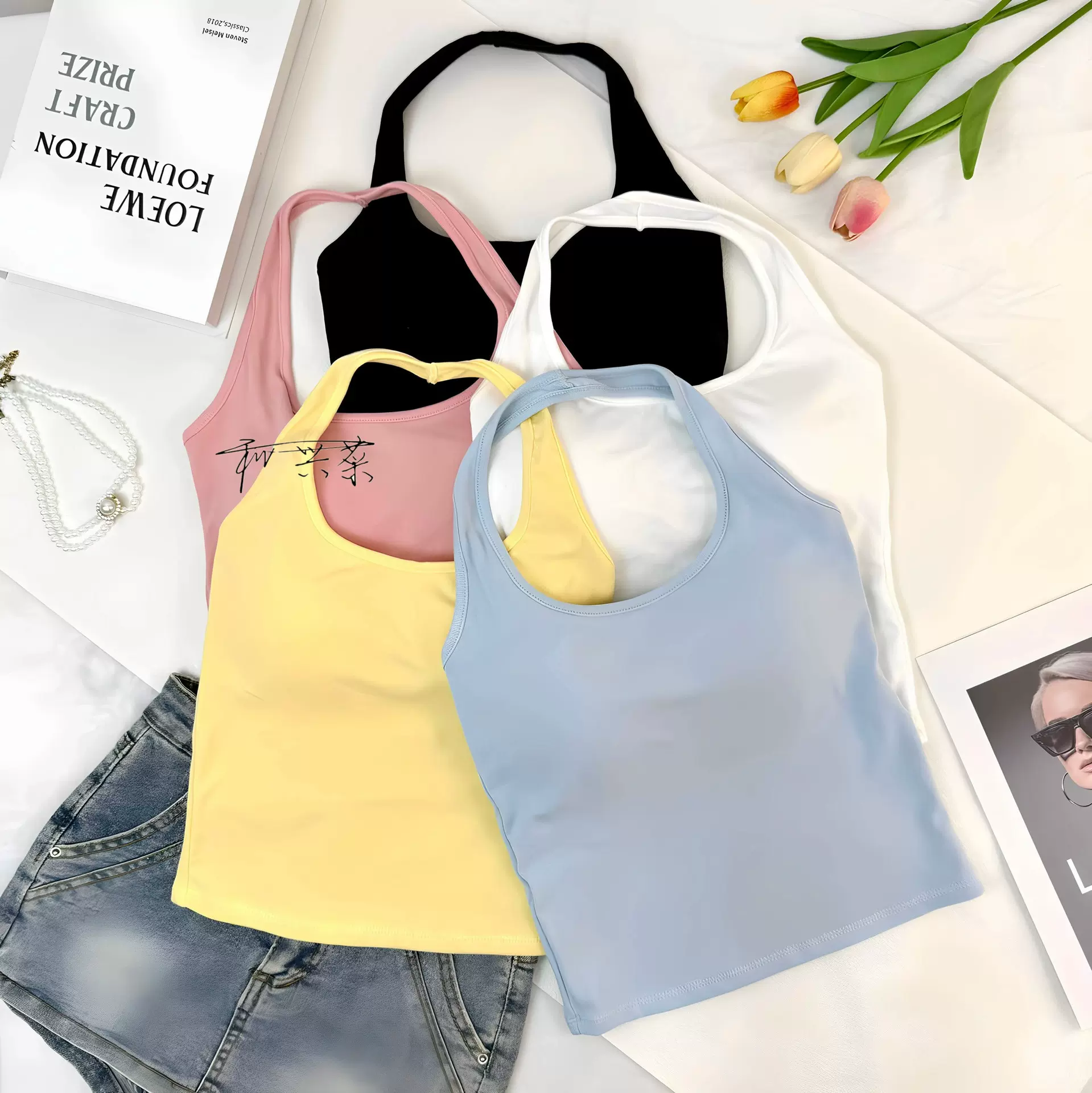 挂脖吊带小背心女内搭纯棉美背上衣外穿性感夏季新款辣妹短款打底