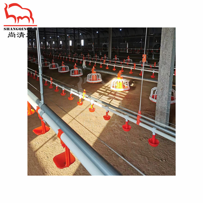 家禽地养全自动喂料系统 鸡鸭鹅饲喂料线 禽类水线料线