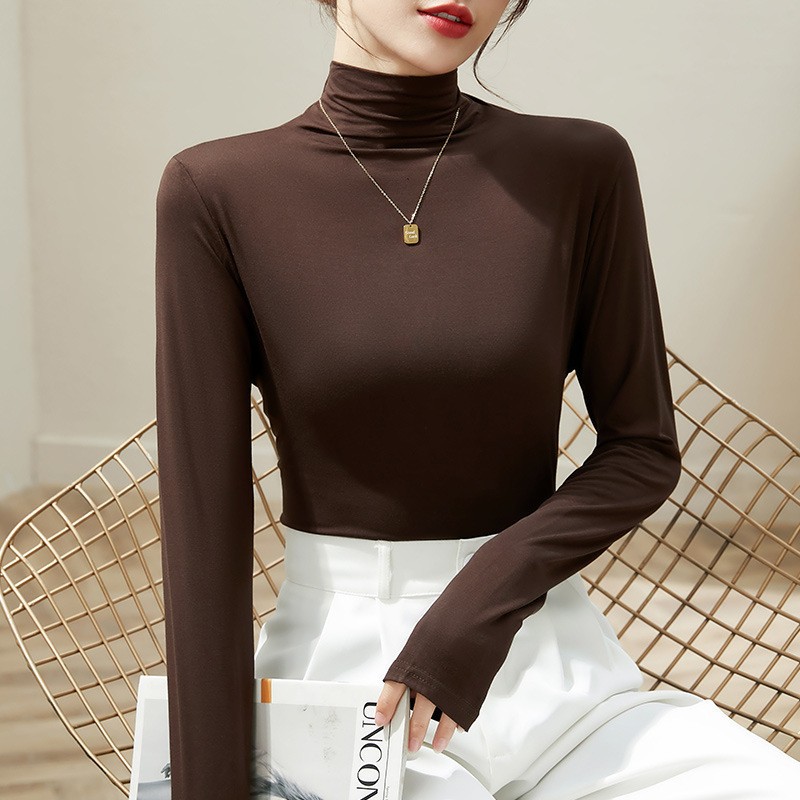 브라운 하프 터틀넥(싱글팩)