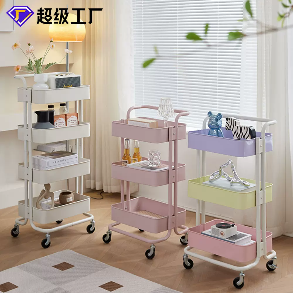 家用小推车置物架厨房果蔬收纳架客厅零食书籍储物架母婴置物架