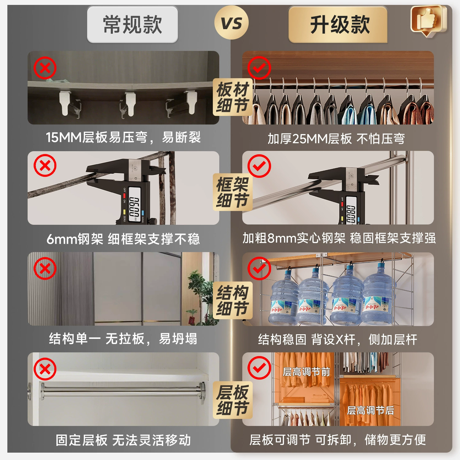 Wardrobe Shelf Rack Freestanding Metal from Yomiego