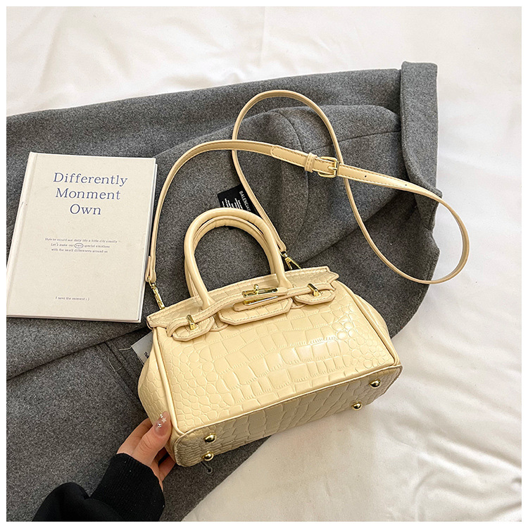 Cross-border retro cocodrilo portátil bolso Kelly mujer 2025 nuevo estilo extranjero de alta moda mochila de hombro