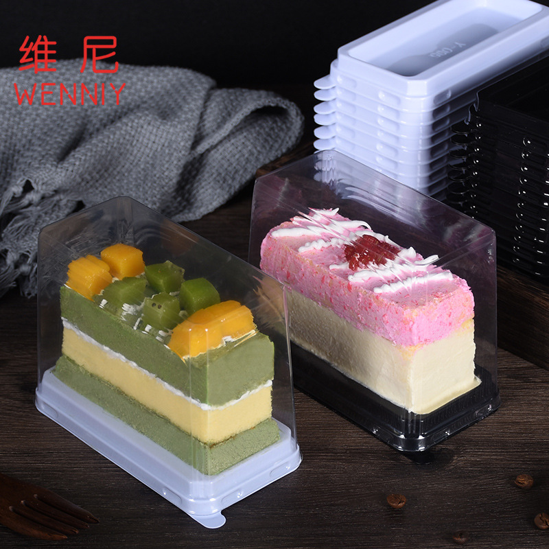 Pooh rectangular caja transparente rollo de la torta del pan caja de embalaje hojaldre hornear nieve belleza caja desechable