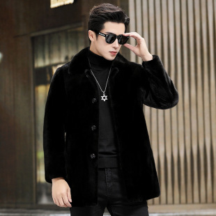 New imported baojiamei mink coat men's real mink whole mink mid-length lapel mink fur coat winter