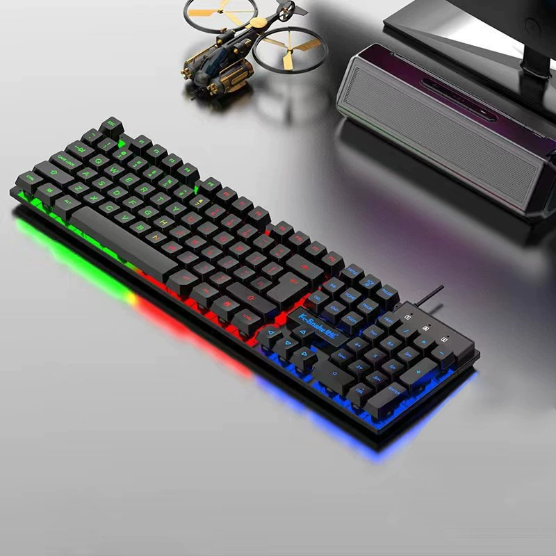 蝰蛇 KM320 wired key mouse set suspended USB orange characters transparent light crack game keyboard mouse kit