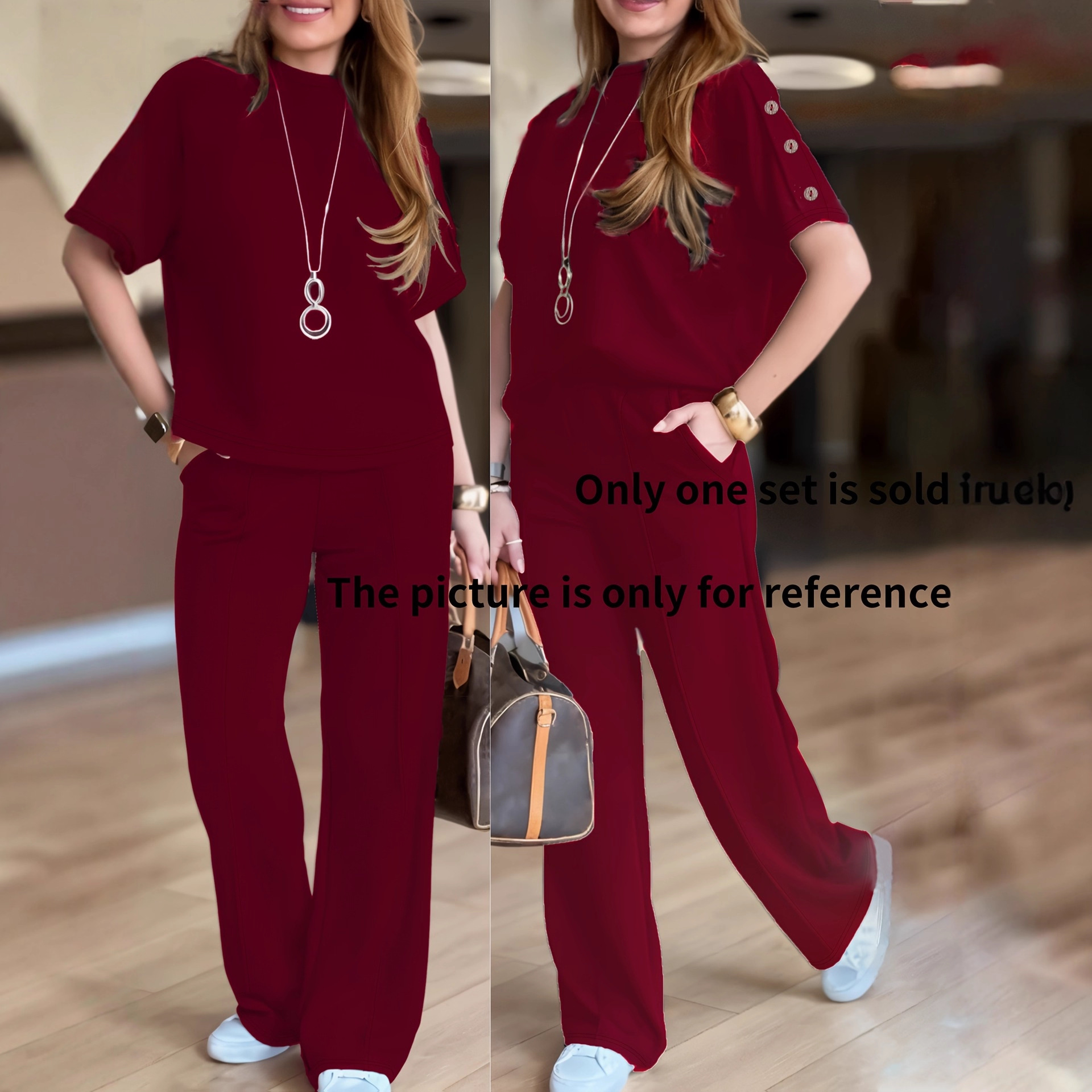 Women's Casual Two-Piece Set, Solid Color Loose Fit Lounge Wear, Comfortable Long Sleeve Top And Trousers Outfit_ecoleips.com