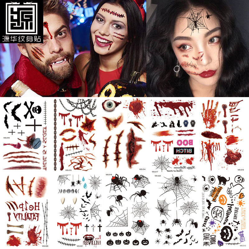 Halloween tattoo stickers funny horror waterproof realistic factory spot wholesale scar tattoo stickers Halloween tattoo stickers funny horror waterproof realistic factory spot wholesale scar tattoo stickers
