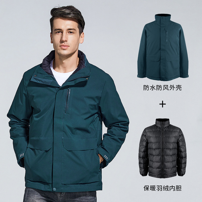 Trajes de invierno de dos piezas para hombres y mujeres al aire libre trajes de montaña 3 - en - 1 desmontables revestimiento a prueba de viento abrigo de moda