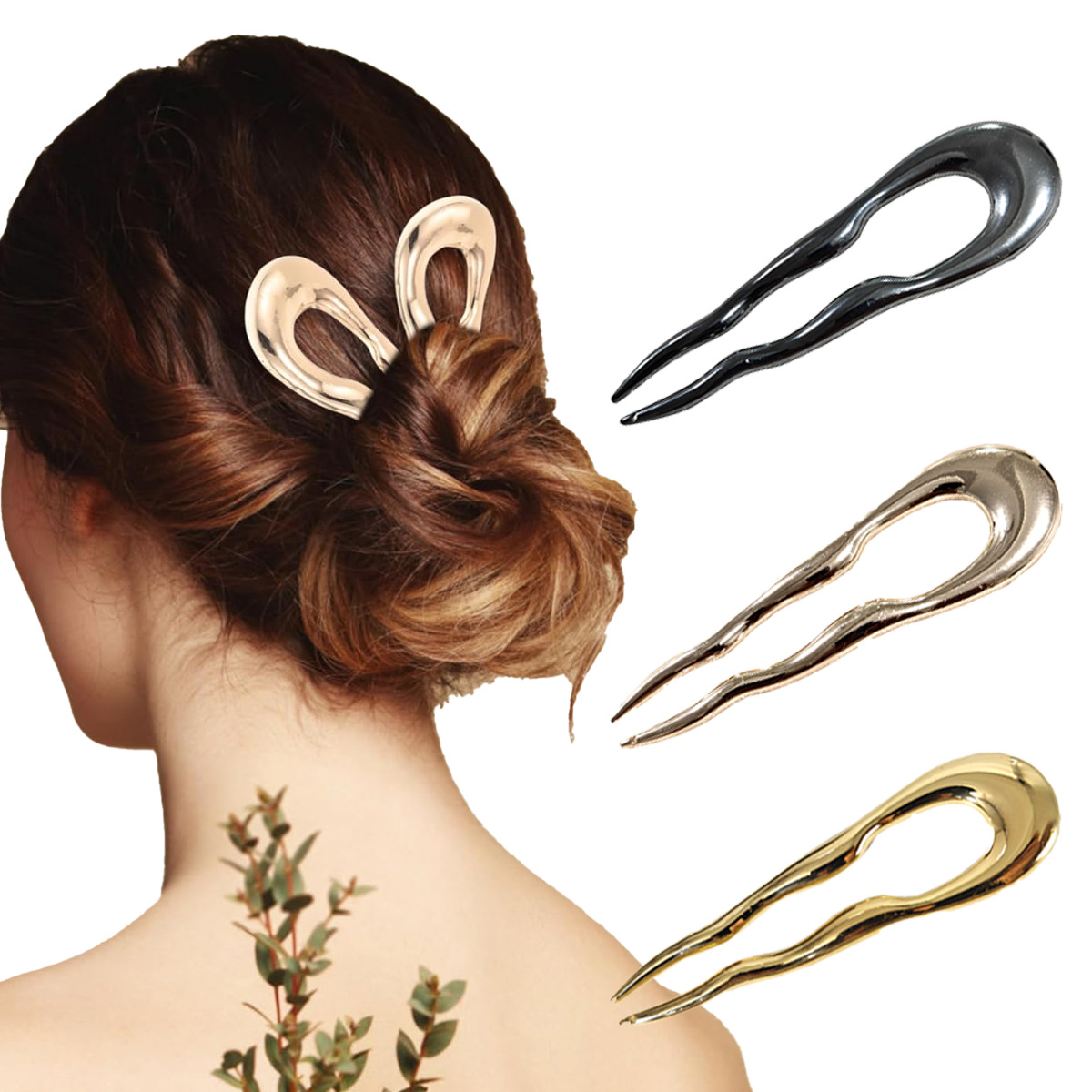 Europa y los Estados Unidos en forma de U pinzas de cabello transfronterizas oro plata aleación de pinzas de cabello horquilla de cabeza detrás de la moda bola pinzas de cabello