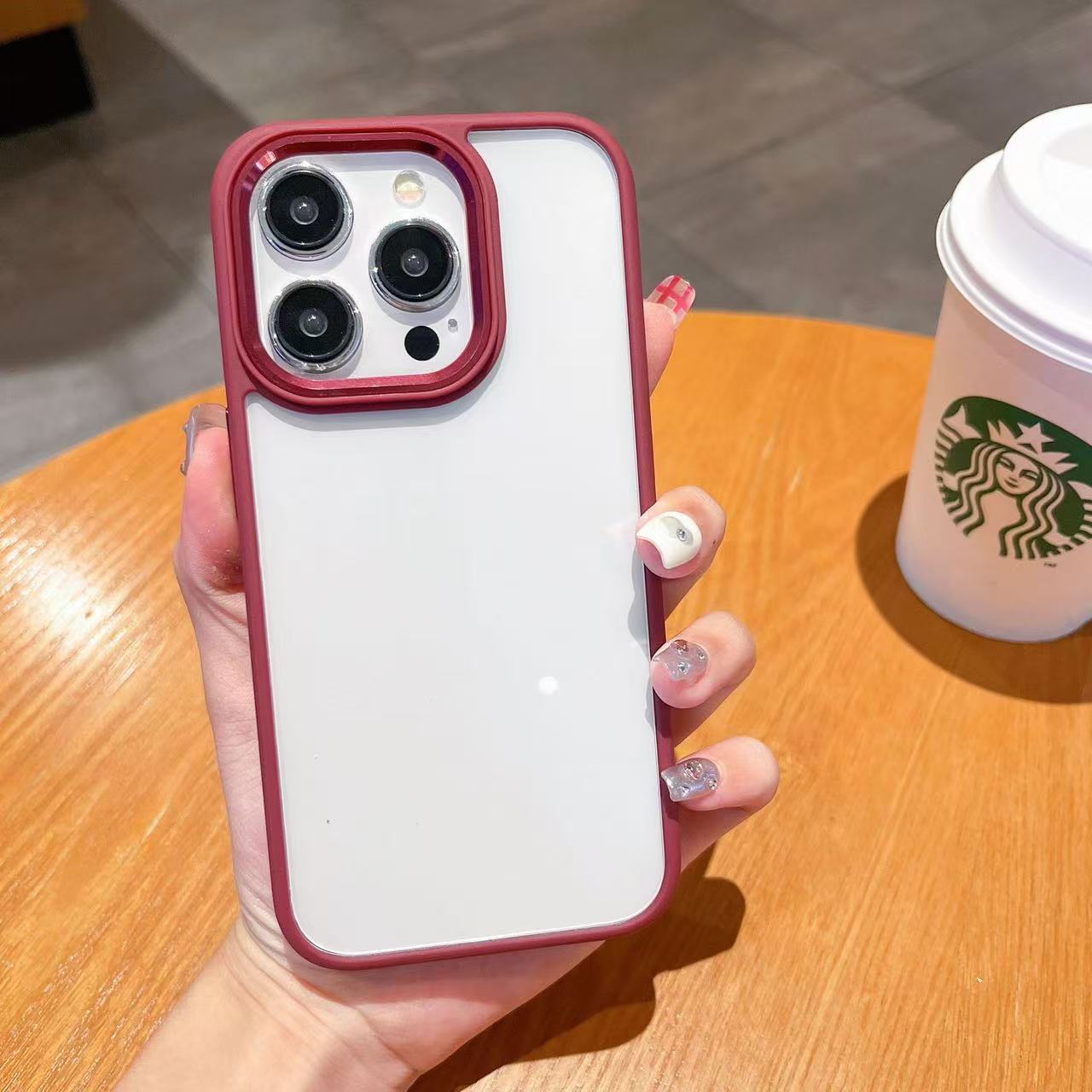 Plum-transparente-lente de metal-escudo dorado-agujero grande