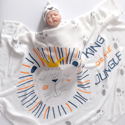 Manufactor Spring and summer double-deck Bamboo fiber Borneol baby Blanket Cartoon printing children Newborn child Scarf