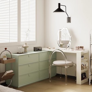 Cream Style Solid Wood Dressing Table Bedroom Modern Simple Storage Cabinet Corner Bedside Six-Drawer Cabinet Integrated Dressing Table