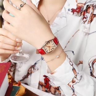 2024 New Women's Quartz Watch Retro Style Barrel-Shaped Belt Watch Female Student Casual Watch
