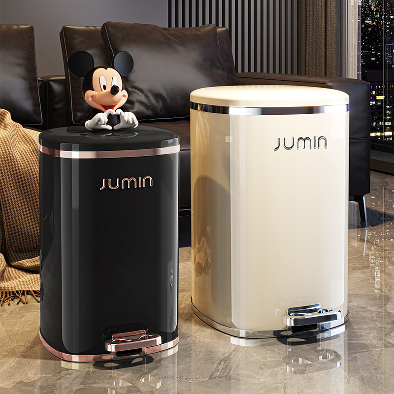 Light Luxury Foot-Pedal Trash Can for Home Use, Press-Type Plastic Bin with Lid for Bedroom, Living Room, Bathroom, Dual-Compartment Waste Storage Basket