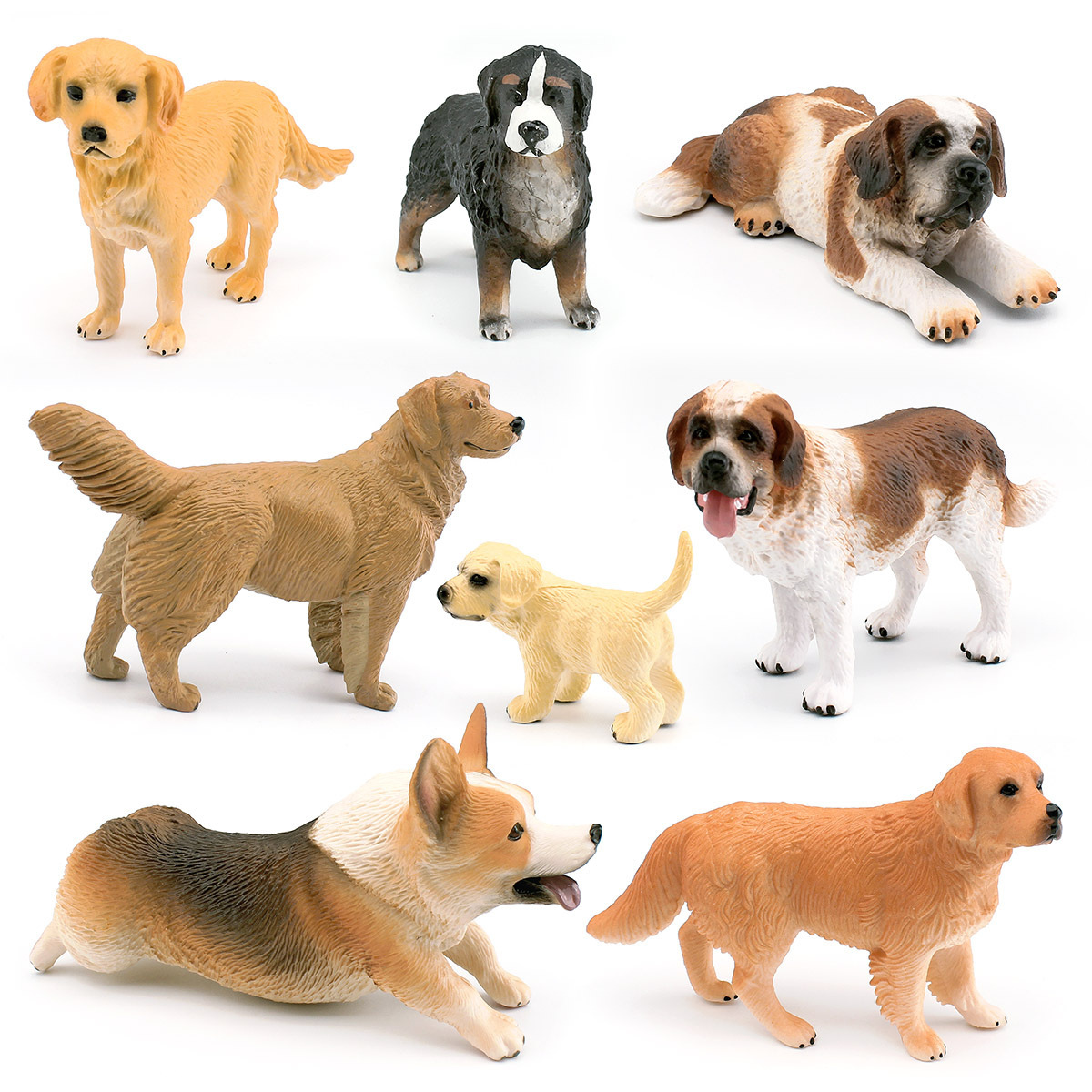 Modelo de perro de simulación transfronteriza bona perro de montaña San Bernardo perro golden retriever pierna corta Corgi juguete de decoración de escritorio