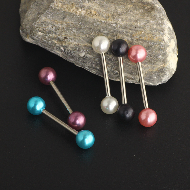 Heart Shape Acrylic Tongue Ring 316L Surgical Steel Tongue Barbell Body Piercing Jewelry detail image 10