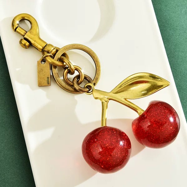 Cute Crystal Red Cherry Keychain Bag Pendant Women's Bag Jewelry Car Keychain Pendant a generation of hair