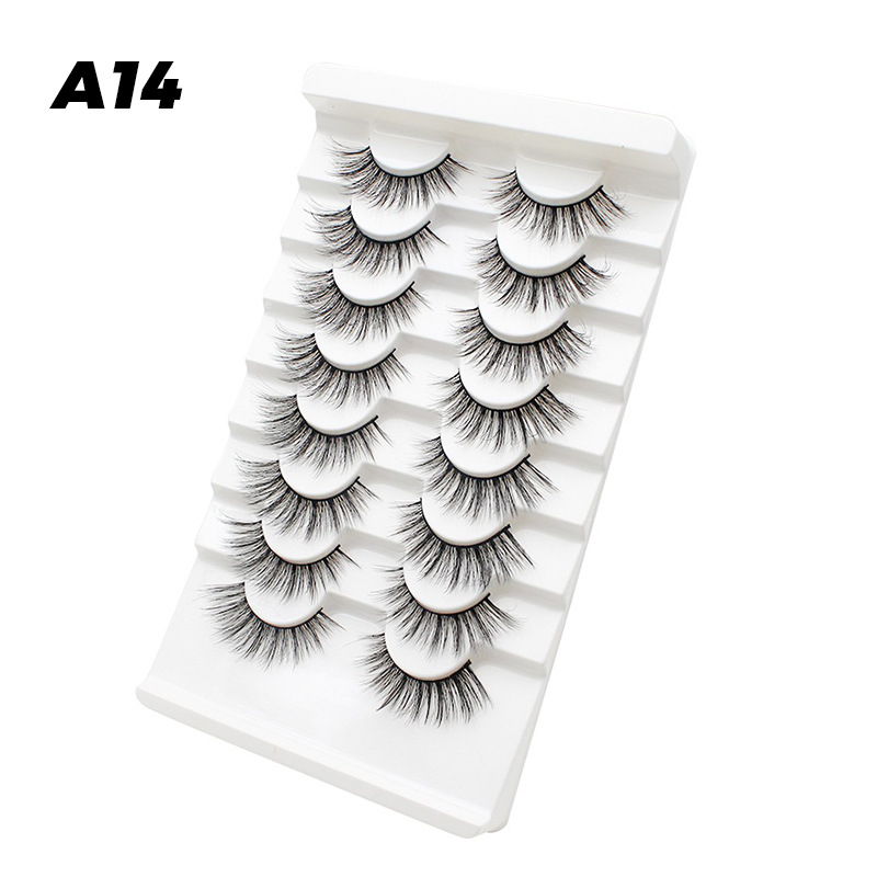 DINGSEN fuente transfronteriza fábrica pestañas falsas 8 pares de pestañas naturales gruesas de gran volumen LOGO