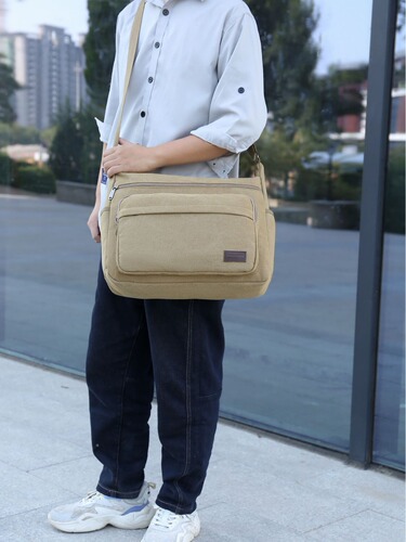 New Cross-border Convenient Canvas Men's Single Shoulder Diagonal Cross-Body Bag, Multiple Functional Labor Protection Tool Style Travel Bag