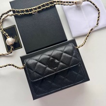 羊皮小香风双珍珠mini小废包迷你woc可调节24s汤圆包鱼子酱牛皮