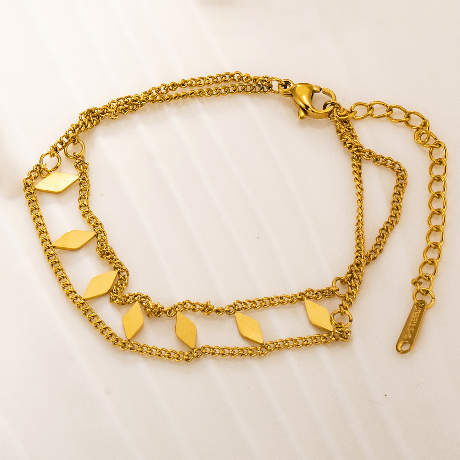 Simple Style Rhombus Titanium Steel Plating Bracelets 1 Piece