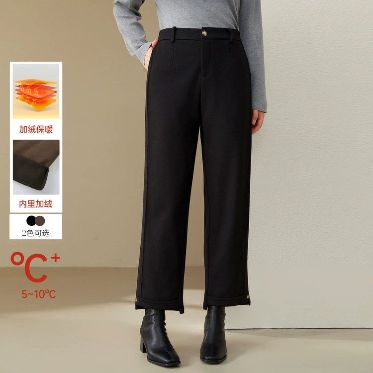 Великое шоу большого размера женская повседневная простая удобная эластичная талия дикая тонкая коричневая брюки толстый мм зимняя новая