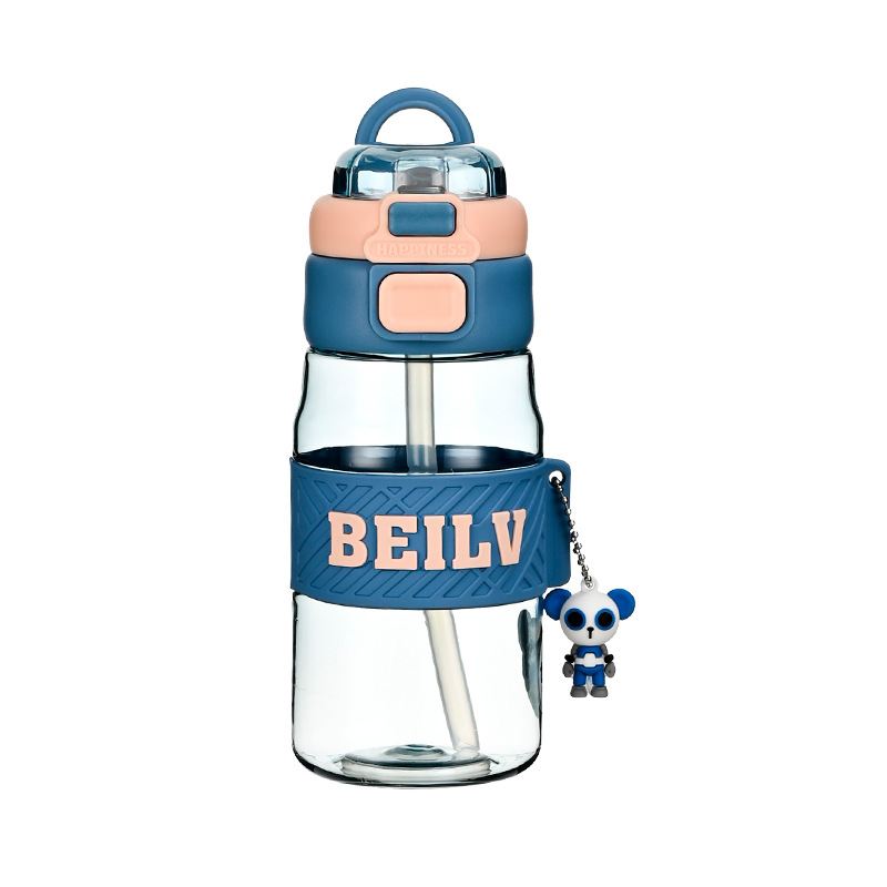 Nuevo lindo tritan taza de agua doble taza para beber, estudiantes masculinos y femeninos, taza de paja de alto valor de moda para niños, taza portátil