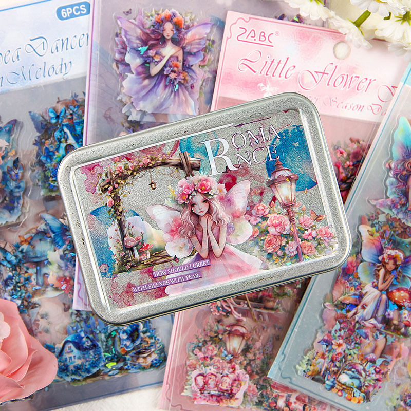 Sweet Dream Elf transparente pegatinas impermeables para mascotas diy diario pegatinas láser aceite especial pegatinas elf del corazón de la niña