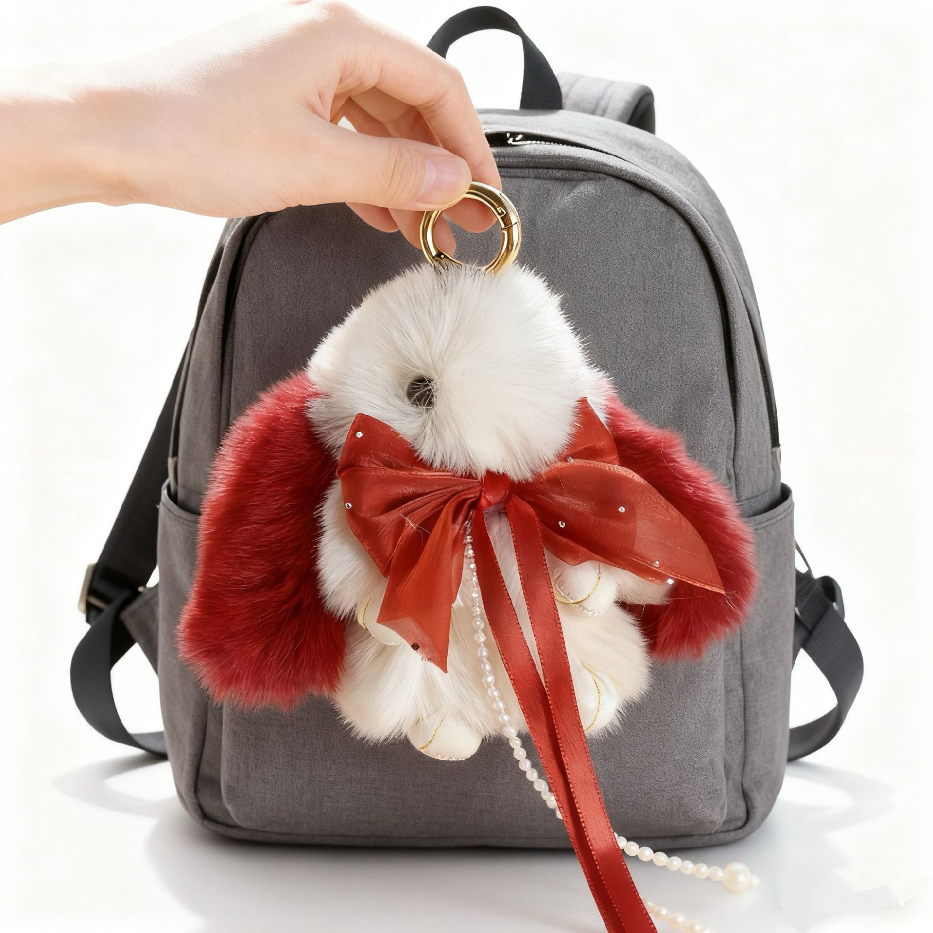 Bolsos lindos colgantes de peluche de peluche tulipas conejo colgantes de llaves de automóviles colgantes de peluche cadenas de teléfonos móviles