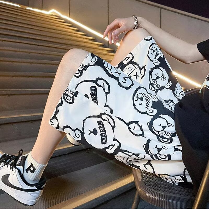 Pantalones cortos de impresión completa para hombres, estilo americano de verano, función de calle, pantalones de uso exterior, herramientas de secado rápido, pantalones deportivos de cinco puntos